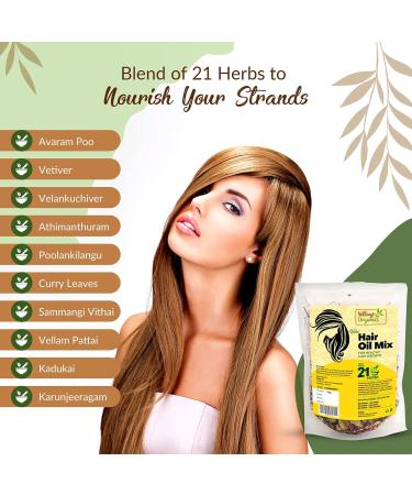 Village Organics Ayurvedic Herbal Hair Oil Mix - 21 Herbs for Healthy Hair Growth | 150g - Men & Women - Buy Online on GoSupps.com