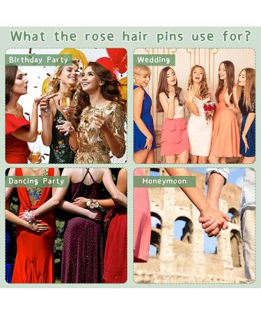 Halloween Rose Flower Hair Clips - 9 Piece Set for Women and Girls | Bridal Hair Pins for Wedding & Halloween Party - Red - Buy Online on GoSupps.com