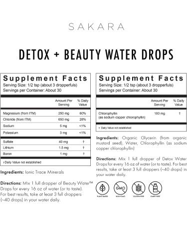 Sakara Beauty Detox Water Drops with Minerals & Chlorophyll - 2-2oz - Buy Online on GoSupps.com