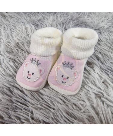 Royal Icon 2 x Pairs Baby Booties 0-3 Months | Soft & Stylish Newborn Slippers | Ideal for Indoor & Outdoor Use | White Pink Teddy Design - Buy Online on GoSupps.com
