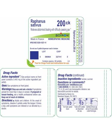 Boiron Raphanus Sativus 200CK Homeopathic Remedy for Abdominal Bloating & Gas Relief - 80 Pellets | International Shipping Available - Buy Online on GoSupps.com