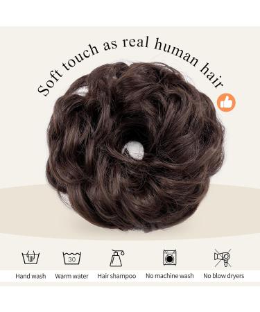 Silk-Co Hair Part with Rubber Band - Wavy Soft Dutt Hair Extensions (55g) for Thickening Messy Bun Updos - Medium Brown - Buy Online on GoSupps.com