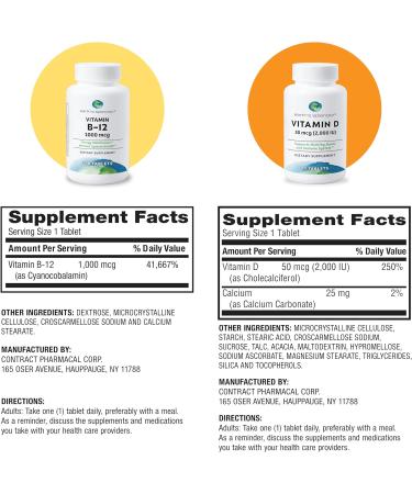 Earth's Splendor Energy + Bone & Immunity Support Energy Supplements: Vitamin B12 & Vitamin D Bundle. IU- Support Gluten Free No Artificial Colors or Flavors Helps Energy Metabolism & Immune Health - Buy Online on GoSupps.com