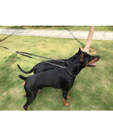 Yangbaga Adjustable 360 Rotatable Dog Leash for 2 Dogs - Reflective Elastic for Jogging - Suitable for Small Medium & Large Breeds - Large Black - Buy Online on GoSupps.com