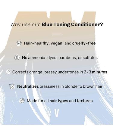 oVertone Blue Toning Conditioner - Neutralizes Brassiness in Blonde to Light Brown Hair - 8 oz - Cruelty-Free - Buy Online on GoSupps.com