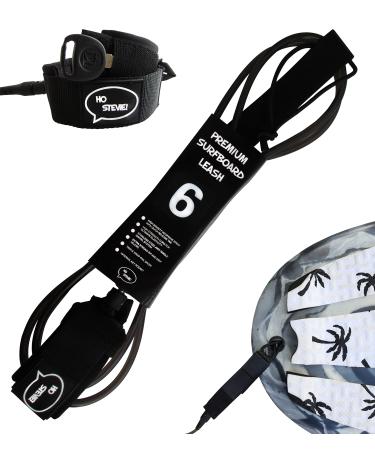 Ho Stevie! Premium Surf Leash 1 Year Warranty Maximum Strength, Lightweight, Kink-Free, for All Types of Surfboards. 7mm Thick (1/4") 6/7/8/9 Feet Black 6 Feet