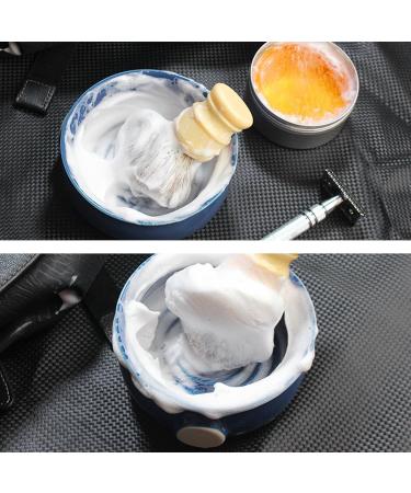 SANSHAN Ceramic Men's Shaving Mug Bowl - Dark Blue Threaded Bottom Wide Opening for Brush & Soap - Buy Online on GoSupps.com