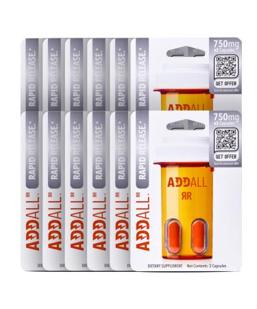 Addall Rapid Release Supplement (12 Pack) #1 Effective Alternative Brain Supplement Substitute Pills Nootropic & Energy | No Crash | Science Backed Formula | 24 Capsules