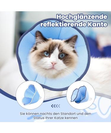 Xialvyu Foldable Protective Cat Collar - Adjustable Blue Restoration Neck Cone for Cats & Small Dogs Post-Surgery & Injury Care - Buy Online on GoSupps.com