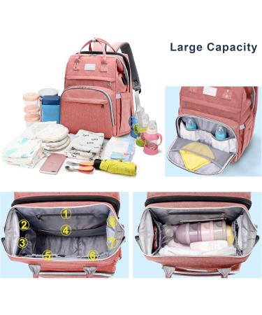 SndMor Wrap Bag Backpack - Multifunctional Diaper Bag with Bed Function Stroller Hook Coral Pink | Ideal for Moms & Dads - Buy Online on GoSupps.com