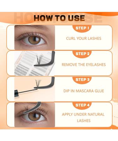 Lash Clusters Individual Lashes 288 Clusters False Eyelash Extensions for DIY Home Application | 10-40D Curl-D | Mix8-16mm - Buy Online on GoSupps.com
