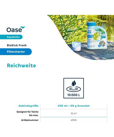 OASE 43145 Aquaactiv Biokick Fresh 500 ml - Starter Bacteria for Ponds Fish Ponds & Swimming Ponds | Optimizes Water Quality for 10 000 L - Buy Online on GoSupps.com