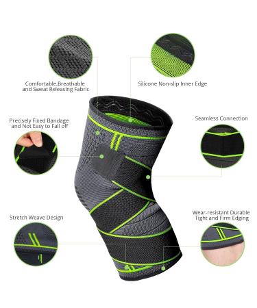 Milaiun Kniebandage - 2 Pack Sports Knee Supports for Men & Women | Non-Slip Unisex Knee Orthosis for Outdoor Sports & Strength Training (Green 2XL) - Buy Online on GoSupps.com