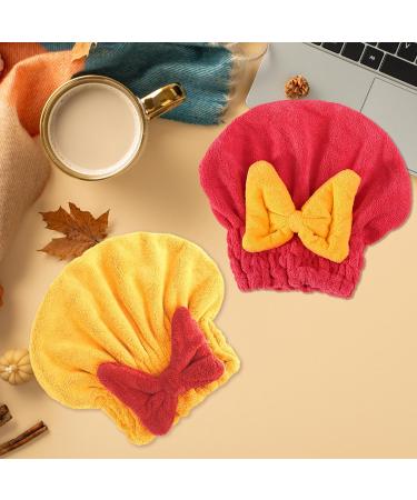 Vogvor Super Absorbent Microfiber Hair Towels - 2 Pack Hair Wraps for Wet Curly Long & Thick Hair (Yellow & Red) - Best for Fast Drying & Comfort - Buy Online on GoSupps.com