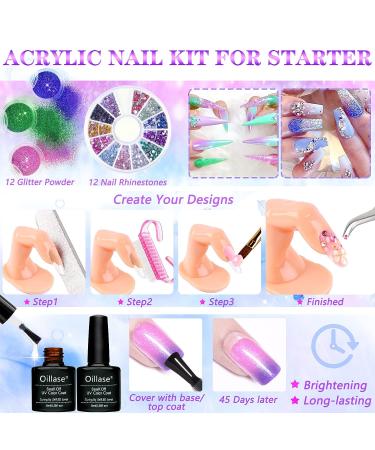 Large Professional Acrylic Nail Kit Set with Everything for Beginners - Nail Powder, Supplies, Brush, Practice Hand (Multicolor) - Buy Online on GoSupps.com