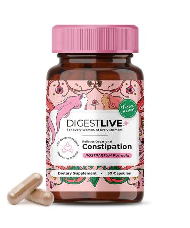 DigestLive Women's Constipation Relief Laxative for Postpartum 30 Capsules 100% Herbal Stool Softener- Female Gentle Natural Colon Cleanse Detox Bloating & Gas Fast-Acting Vegan Gluten & GMO-Free