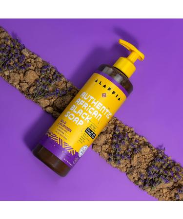 Alaffia Wild Lavender African Black Soap - 16 Fl Oz - All-in-One Body Wash, Face Wash, Shampoo & Shaving Soap with Fair Trade Shea Butter - Authentic Skin Care - Buy Online on GoSupps.com