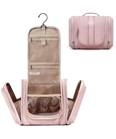BAGSMART Toiletry Bag for Women, Travel Toiletry Organizer with hanging hook, Water-resistant Cosmetic Makeup Bag Travel Organizer for Shampoo, Full Sized Container, Toiletries, Pink Baby Pink -Medium