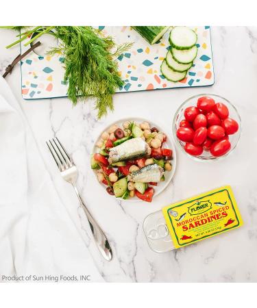 Flower Brand Spiced Sardines in Olive Oil 4.38 oz - Wild Sardines from Morocco | High Protein Keto Snack | Gluten-Free Canned Food (Pack of 5) - Buy Online on GoSupps.com