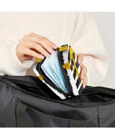 Portable Women's Bonds Storage Pockets - Black & White Striped Period Kit Bag for Girls | Feminine Product Organizer - Buy Online on GoSupps.com