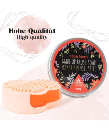 Professional Vegan Brush Cleaner Soap - 2 Pieces Set | 100g Cosmetics & Makeup Brush Soap + Silicone Cleaner by Tritart - Buy Online on GoSupps.com