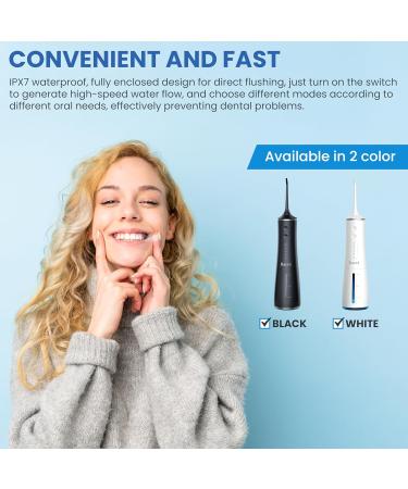 Advanced Cordless Dental Water Flosser - IPX7 Waterproof Type-C Charging Portable Travel Oral Irrigator for Teeth - Black & White - Buy Online on GoSupps.com