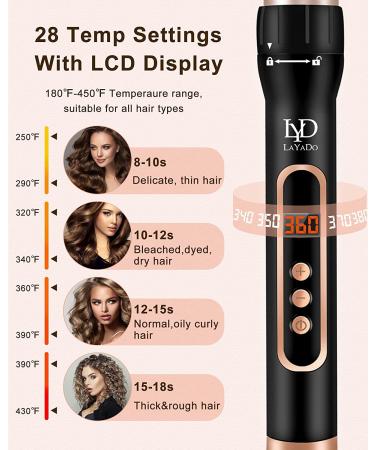 LAYADO 5 in 1 Curling Iron Set with Hair Straightener Brush & Interchangeable Ceramic Wand - Instant Heat Up Hair Curler with LCD Display - Temperature Adjustable - Buy Online on GoSupps.com