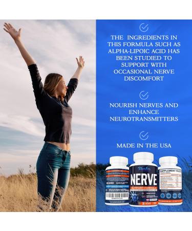 Nerve Support Supplement - Alpha Lipoic Acid 600mg Thiamine Curcumin Ginger Root Vitamin B6 & B12 | Neuro Health 30 Capsules - Boost Your Nerve Health Today - Buy Online on GoSupps.com