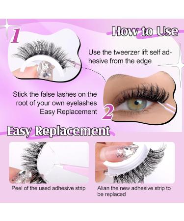 WiWiseo Self Adhesive Eyelashes - No Glue Needed False Lashes Reusable 5 Pairs Natural Look Waterproof Wispy & Fluffy 16MM C-Clear Band - Buy Online on GoSupps.com