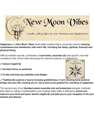 Happiness Oil by New Moon Vibes - Joy Bliss Harmony Positivity Contentment Peace Tranquility Balance Spells Conjure Rituals - Handmade with Essential Oils & Herbs- Wicca Pagan Hoodoo Magick - Buy Online on GoSupps.com