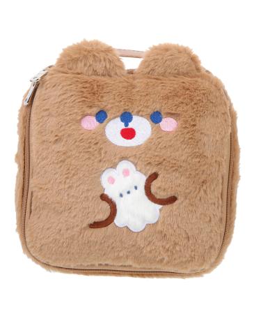 Healifty Plush Storage Bag Travel Set for Women Zip Around Wallets for Women Large Wallets for Women Extra Capacity Plush Animal Bag Pouch Napkin Storage Bag Small Period Bag Mini Brown 18.5X18.5X6.5CM