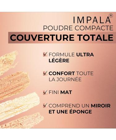 Impala Compact Powder | Color No.2 | Full Coverage with Natural Effect | Long-Lasting Compact Powder | Sets Your Foundation | Matte Effect - Buy Online on GoSupps.com