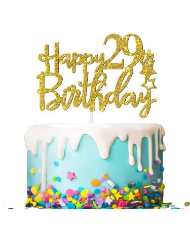 Tenhaisi Gilttery Gold Happy 29th Birthday Cake Topper Cheers to 29 Birthday Party Decoration Birthday Party Decoration