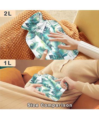 Naanle 2L Hot Water Bottle with Cover - Palm Banana Leaves Design for Menstrual Cramps Pain Relief & Heat Therapy - Buy Online on GoSupps.com