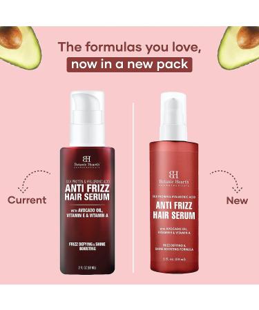 Botanic Hearth Anti Frizz Hair Serum with Argan Oil & Almond Oil - 2 fl oz | For Frizzy, Dry, Damaged Hair | Men & Women - Buy Online on GoSupps.com