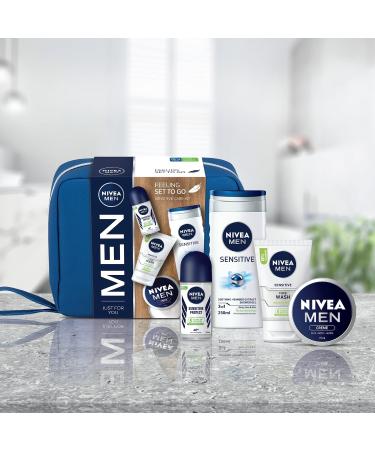 NIVEA MEN Sensitive Care Kit Gift Set - Face Wash, Shower Gel, Anti-Perspirant, Moisturizer | Men's Skincare Gift Set - Buy Online on GoSupps.com