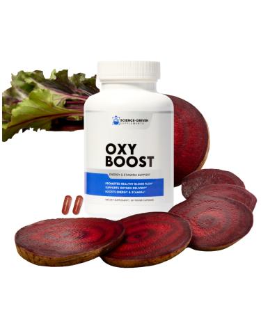 Beet Root Supplement | Nitric Oxide for Energy Circulation & Heart Health Supports Stamina Oxygen Flow & Brain Clarity | Vegan Non-GMO | OxyBoost (60 Capsules)
