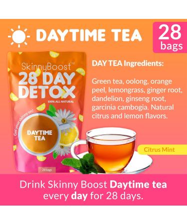 Buy Skinny Boost Tea Kit - 1 Daytime & 1 Evening Detox Tea Lean Greens Superfood Non-GMO & Vegan | Free Tumbler Included - Buy Online on GoSupps.com