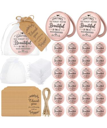 Tatuo 24 Set Inspirational Appreciation Gifts Compact Mirrors Bulk for Women Gift Sets Pocket Makeup Mirrors for Purses for Bachelorette Bridal Party Souvenir Gift