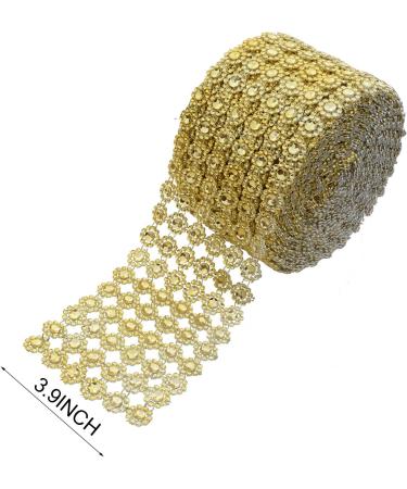 YYaaloa Gold Rhinestones Ribbon Bling Wrap 4 x 10 Yards - Perfect for Wedding Cakes, Crafts, and Events - Buy Online on GoSupps.com