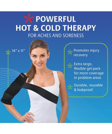TheraPAQ Reusable Ice Pack - Large 14 x 11 Inch Hot/Cold Gel Pack w/Adjustable Strap for Hip, Shoulder, Knee, Back - Sports Therapy & Recovery - Buy Online on GoSupps.com