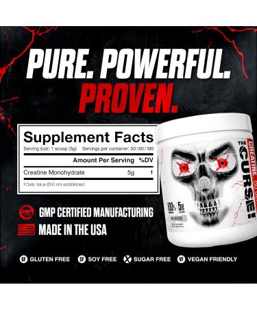 JNX SPORTS The Curse! Creatine Monohydrate Powder 100 Servings | Pure Micronized Creatine 5g Per Serving | 500g - 17.6 Ounce Unflavored 1.1 Pound (Pack of 1) - Buy Online on GoSupps.com