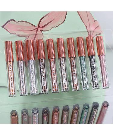 Liquid Eyeshadow - 10 Colors Eyeshadow Set - Brown Eye Makeup Set Brilliant Gel Highlighter Shimmer Shadow Brighten Eyes Make Up Kit Nicything - Buy Online on GoSupps.com