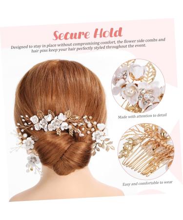 HAPINARY 1 Set Comb Set Bride Headdress U Shaped Hair Pins Rhinestone Hair Pins Hair Comb Clip Wedding Hair Comb Flower Hair Side Combs Bridal Hair Side Comb Handmade Hairpin White Alloy - Buy Online on GoSupps.com