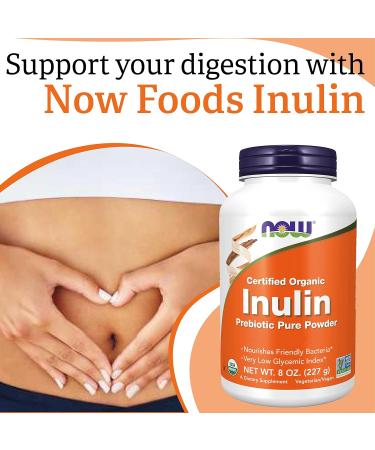 Now Foods Certified Organic Inulin Powder 227g - High Dose Vegan Formula - Buy Online on GoSupps.com
