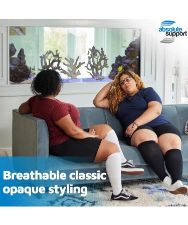 Absolute Support Opaque Compression Stockings Knee High | Class 2 20-30mmHg | Support for Varicose Veins & Lymphedema | Large White - Unisex Compression Socks - Buy Online on GoSupps.com