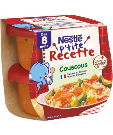 Nestlé Bébé P'tite Recipe - Small Baby Pots - Couscous - From 8 Months - 2 x 200g