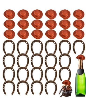 20/40 Set Good Lucky Horseshoe Mini Western Cowboy Hat Rustic Horseshoe Cowgirl Hat for Vintage Birthday Western Themed Party