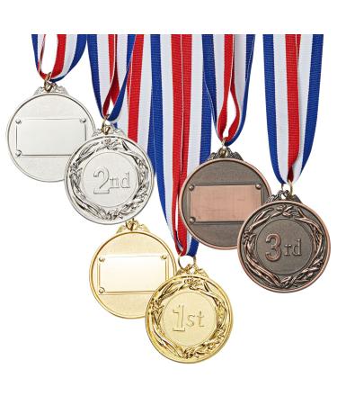 6 Pack 1st, 2nd, 3rd Place 2.6-Inch Award Medals for Kids and Adults Participation with 15.5-Inch Ribbon for Sports, Tournaments, Competitions