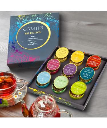 Creano Bio Herbal Tea Gift Set - 9 Vegan & Gluten-Free Varieties in Metal Cans - Perfect Novelty Gift for 2024 - Buy Online on GoSupps.com